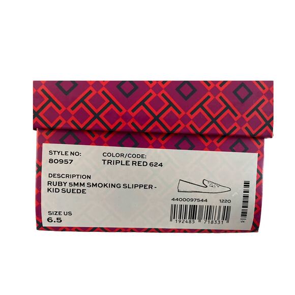 Tory BURCH Ruby Smoking Slipper In Triple Red US 6.5 NIB - Picture 5 of 7